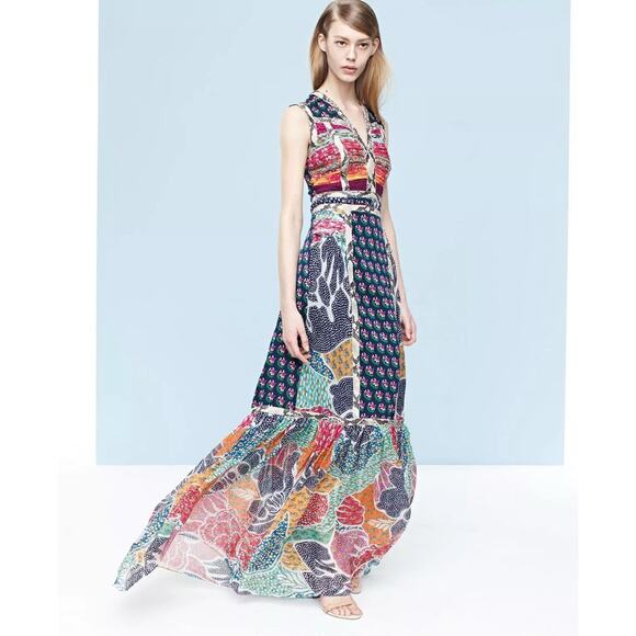 DIANE VON FURSTENBERG Rare Amabelle Flower Power Silk Maxi Dress Size 6 EUC - Picture 3 of 11